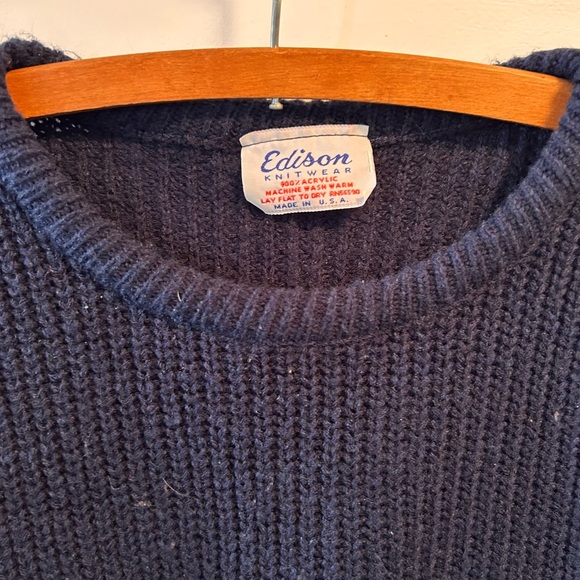 Vintage Edison Men’s Red And Blue Sweater 80s - Picture 2 of 6